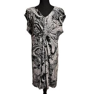 APT. 9 Black White Paisley Cap Sleeve Career Party Dress Women's PXL